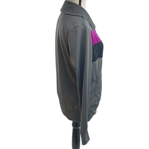 Lady Foot Locker Jacket Retro Gray Purple Full Zip Athletic Womens Size L - Picture 4 of 6